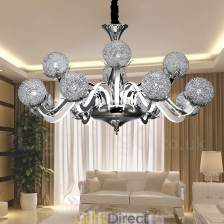 Dimbare moderne eigentijdse 12-lichts stalen kroonluchter met aluminiumlegering kap Dimbare moderne eigentijdse 12-lichts stalen kroonluchter met aluminiumlegering kap