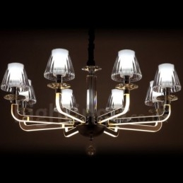 Dimbare moderne eigentijdse 8-lichts kristallen kroonluchter met glazen kap