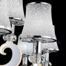 Dimbare moderne eigentijdse 15-lichts stalen kroonluchter met glazen kap