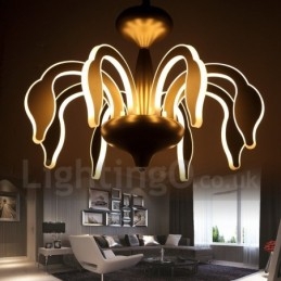 Dimbare moderne eigentijdse 8-lichts stalen kroonluchter met acryl kap