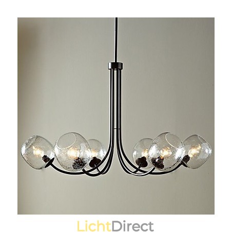 Traditionele kroonluchter met 6 lampen en glazen bubbelkap Traditionele kroonluchter met 6 lampen en glazen bubbelkap