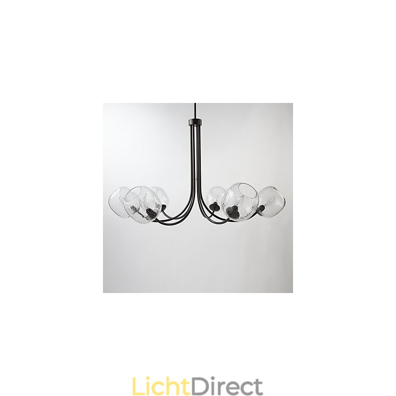 Traditionele kroonluchter met 6 lampen en glazen bubbelkap