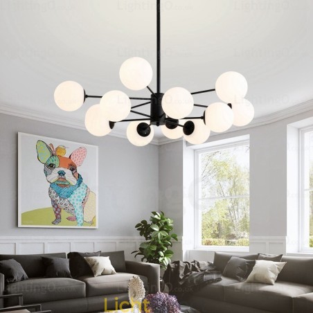 12-lichts Scandinavische kroonluchter met glazen kap 12-lichts Scandinavische kroonluchter met glazen kap