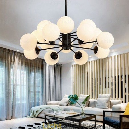 16-lichts Scandinavische kroonluchter met glazen kap