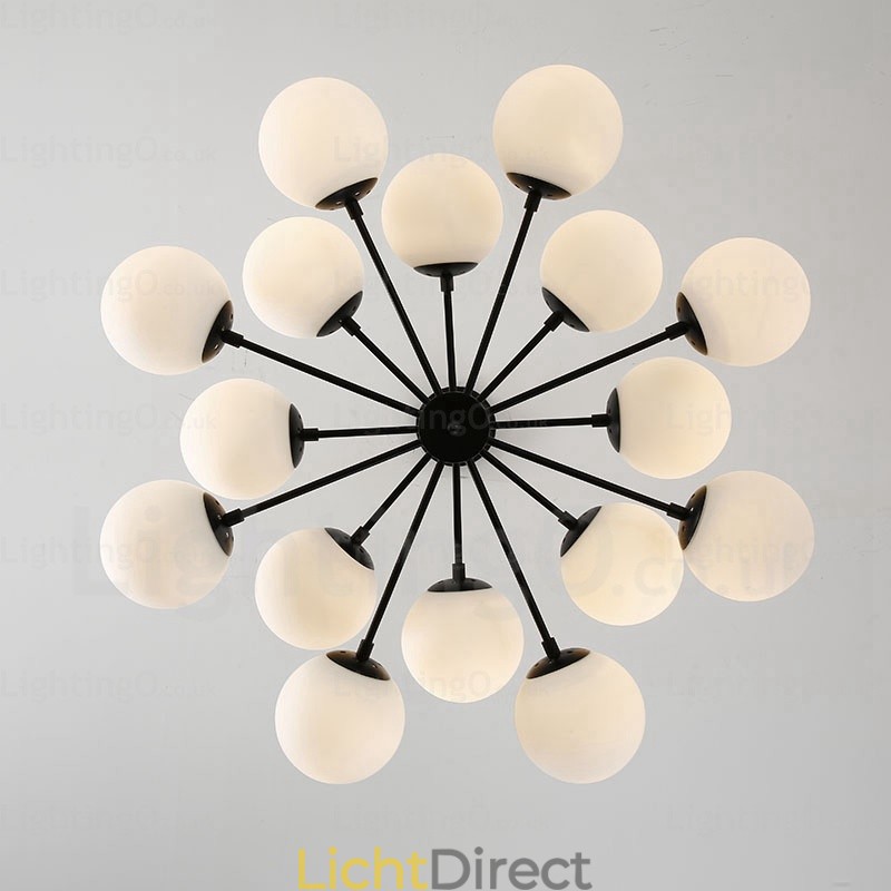 16-lichts Scandinavische kroonluchter met glazen kap