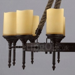 12-lichts landelijke rustieke vintage retro hanglamp met glazen kap