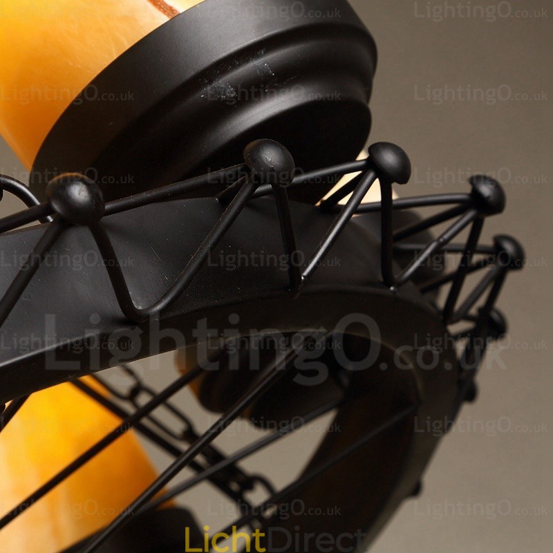 8-lichts landelijke, rustieke, vintage, retro hanglamp met glazen kap