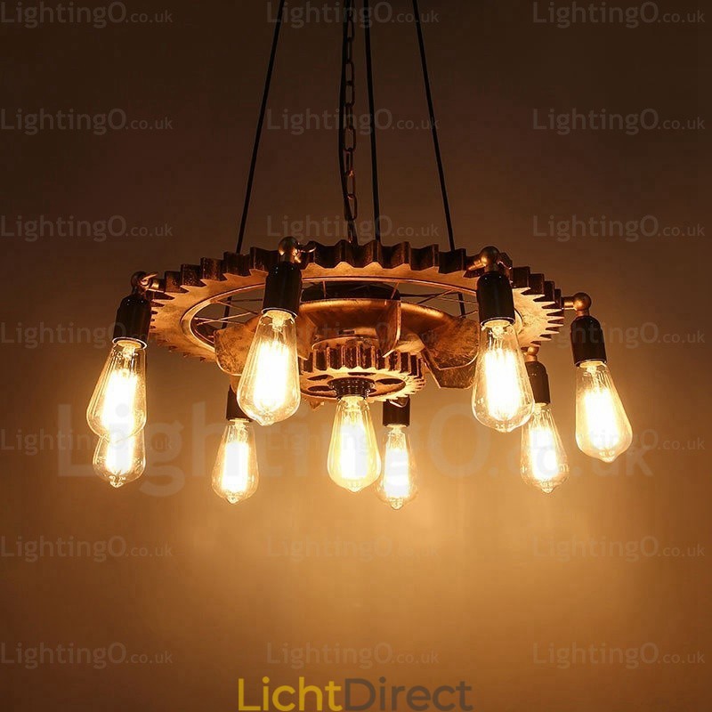 9-lichts vintage retro hanglamp