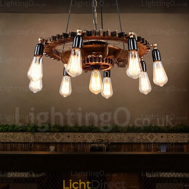 9-lichts vintage retro hanglamp