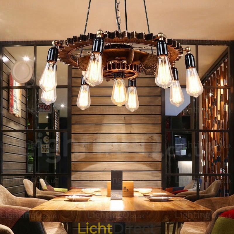 9-lichts vintage retro hanglamp