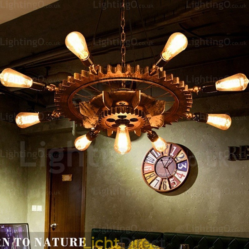 9-lichts vintage retro hanglamp