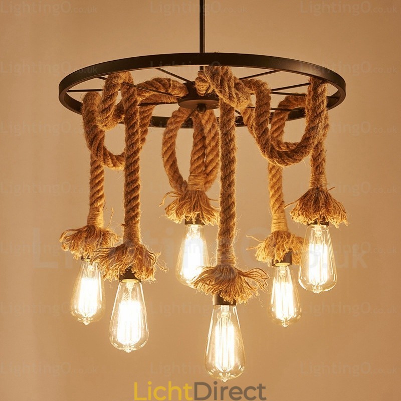 6-lichts vintage retro hanglamp