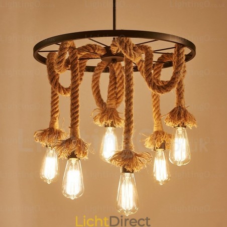 6-lichts vintage retro hanglamp 6-lichts vintage retro hanglamp