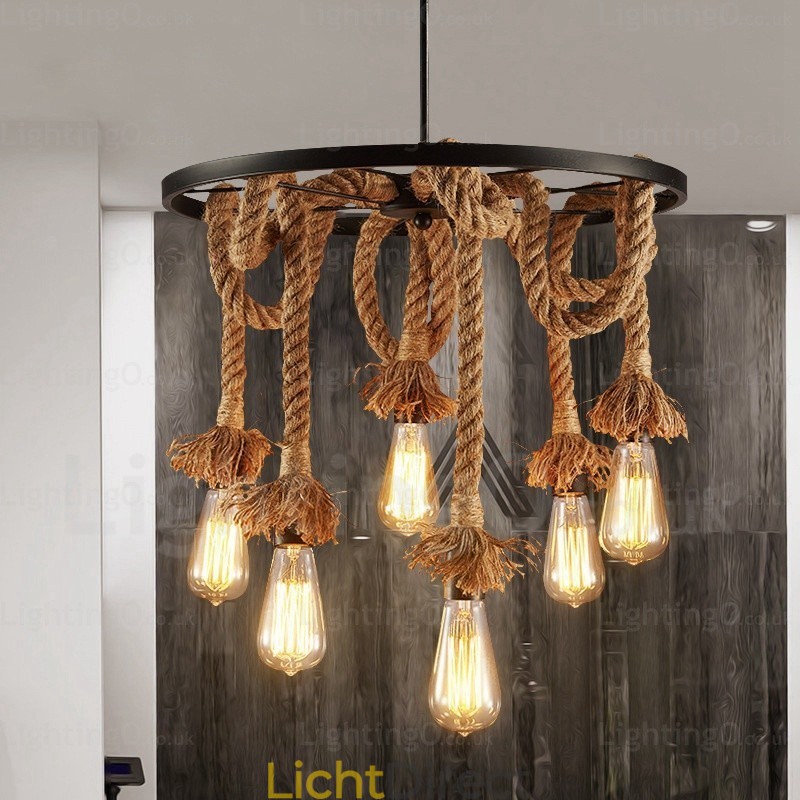 6-lichts vintage retro hanglamp