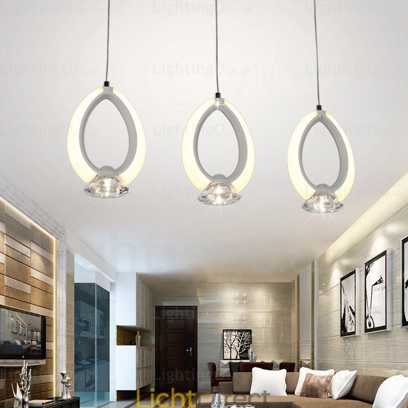 1-lichts moderne, eigentijdse hanglamp met kristallen kap