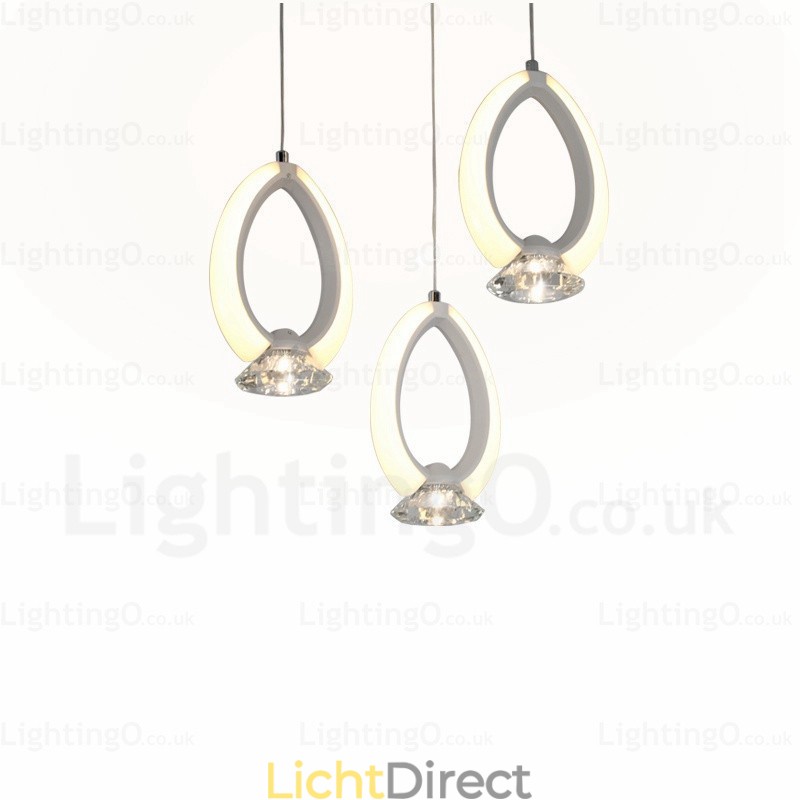 1-lichts moderne, eigentijdse hanglamp met kristallen kap