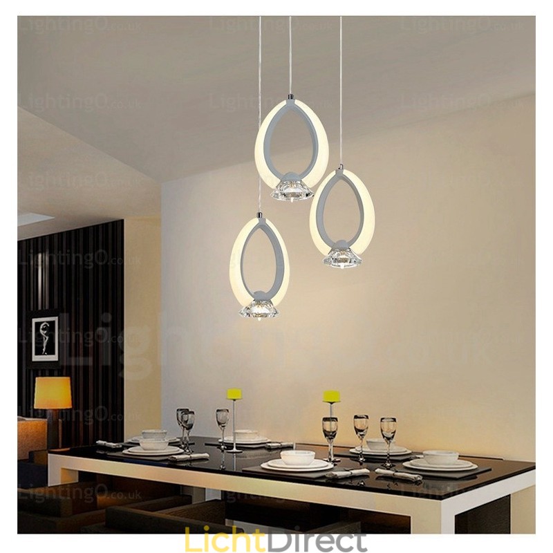 1-lichts moderne, eigentijdse hanglamp met kristallen kap