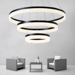 Wi-Fi Smart Dimbare 3 Ringen Moderne Hedendaagse Hanglamp met Acryl Kap