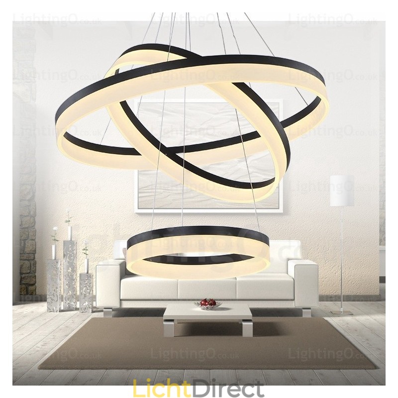 Wi-Fi Smart Dimbare 3 Ringen Moderne Hedendaagse Hanglamp met Acryl Kap