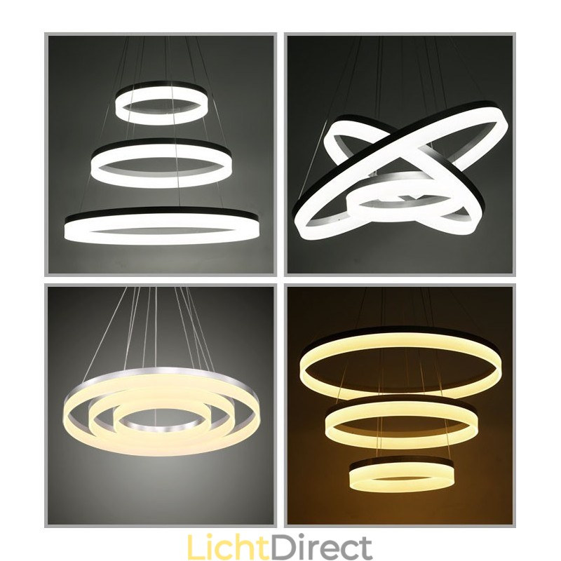 Wi-Fi Smart Dimbare 3 Ringen Moderne Hedendaagse Hanglamp met Acryl Kap