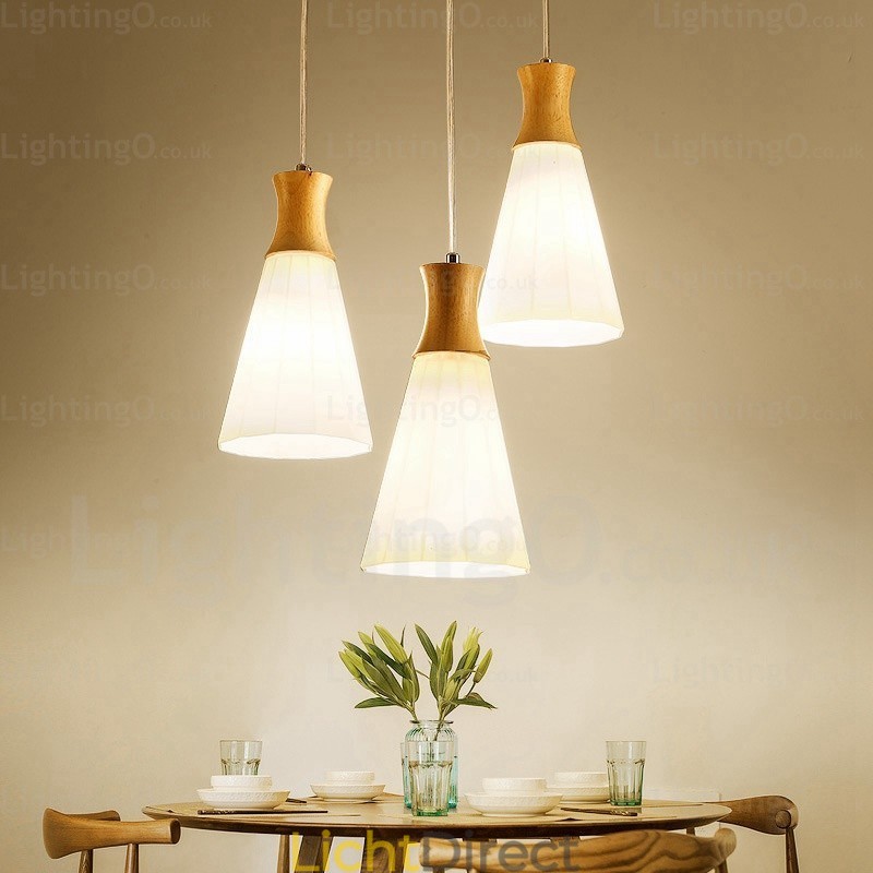 1-lichts moderne, eigentijdse Scandinavische hanglamp met glazen kap