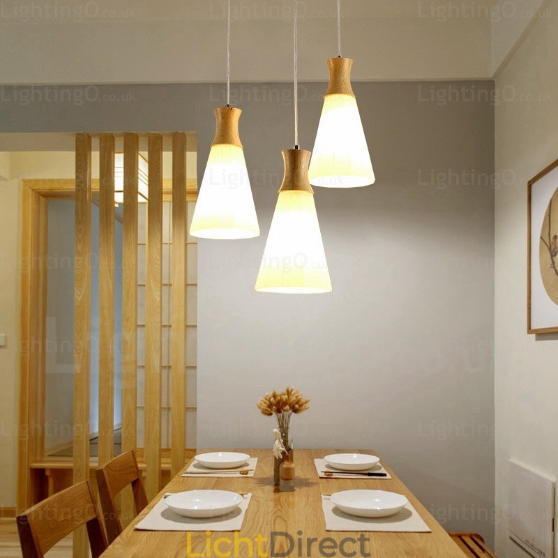 1-lichts moderne, eigentijdse Scandinavische hanglamp met glazen kap
