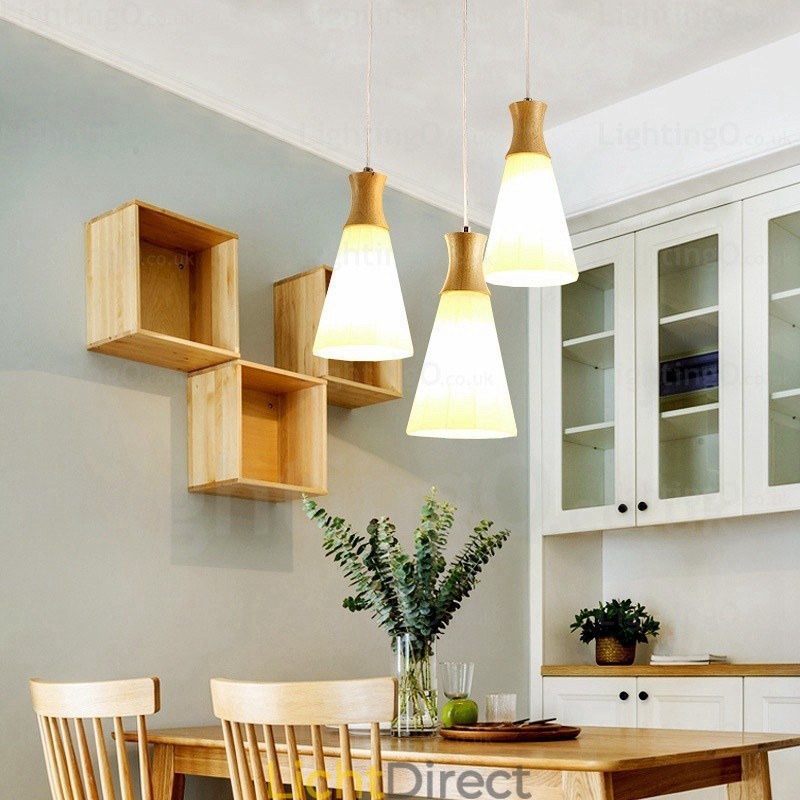 1-lichts moderne, eigentijdse Scandinavische hanglamp met glazen kap