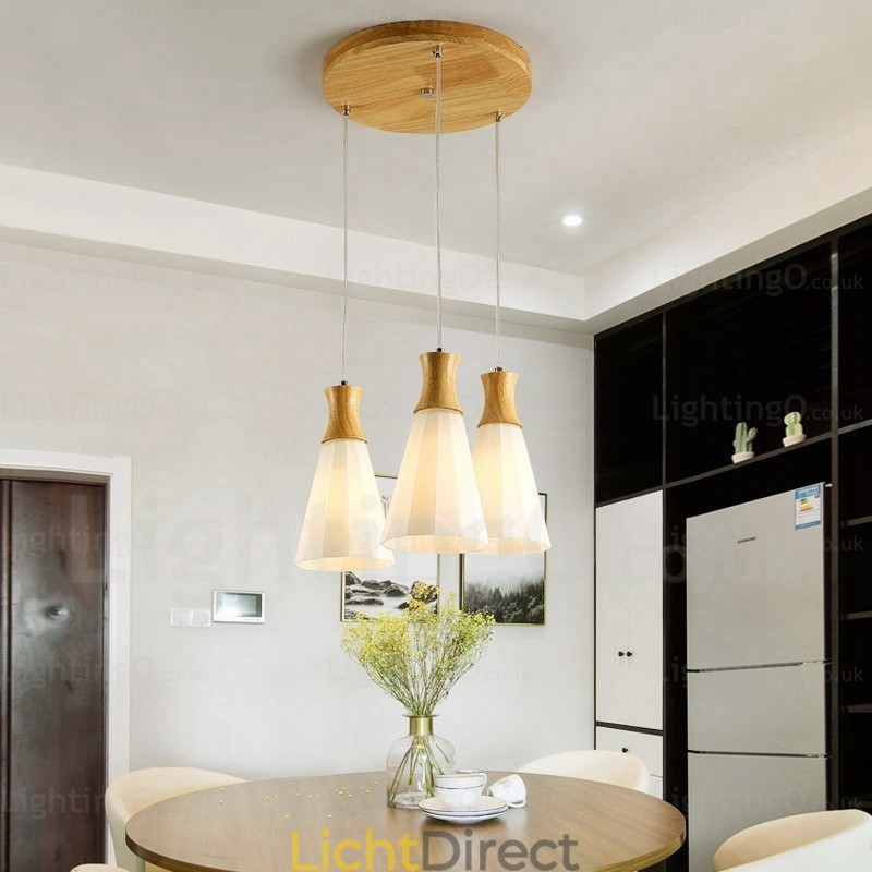 1-lichts moderne, eigentijdse Scandinavische hanglamp met glazen kap
