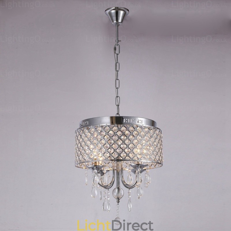 1-lichts moderne, eigentijdse hanglamp met kristallen kap