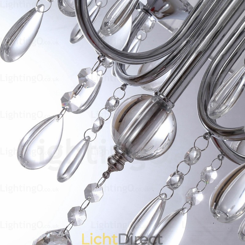 1-lichts moderne, eigentijdse hanglamp met kristallen kap