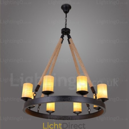 8-lichts vintage retro hanglamp met marmeren kap 8-lichts vintage retro hanglamp met marmeren kap