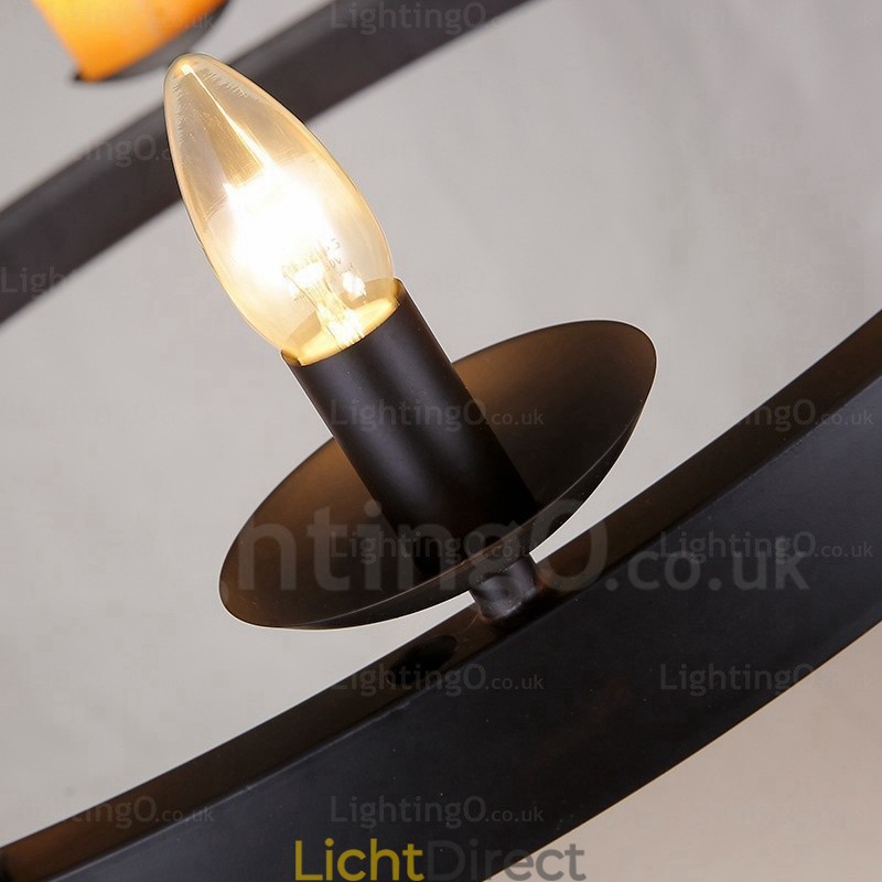 8-lichts vintage retro hanglamp met marmeren kap