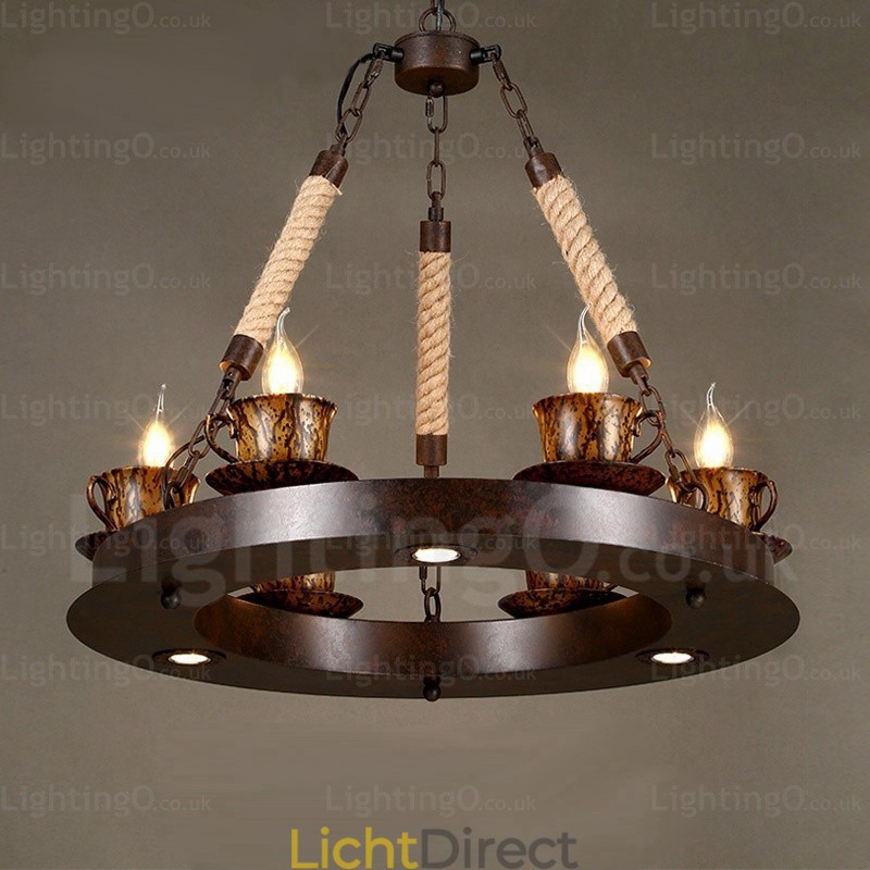 9-lichts landelijke rustieke hanglamp