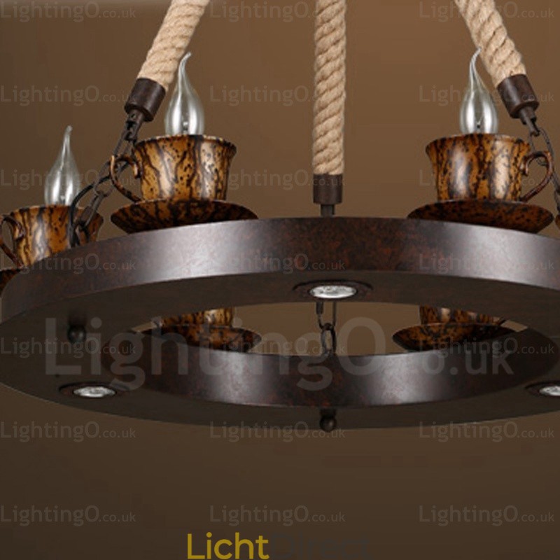 9-lichts landelijke rustieke hanglamp