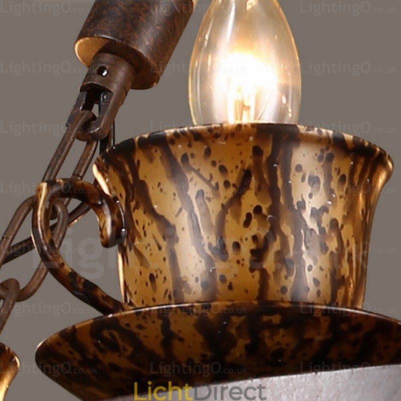 9-lichts landelijke rustieke hanglamp