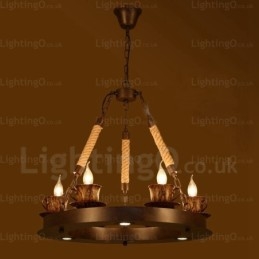9-lichts landelijke rustieke hanglamp