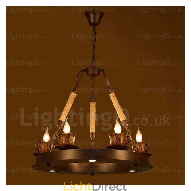 9-lichts landelijke rustieke hanglamp