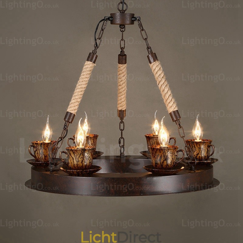 9-lichts landelijke rustieke hanglamp