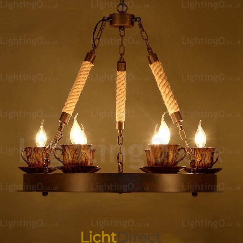 9-lichts landelijke rustieke hanglamp
