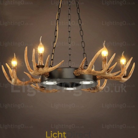 9-lichts vintage retro rustieke gewei kroonluchter hanglamp 9-lichts vintage retro rustieke gewei kroonluchter hanglamp