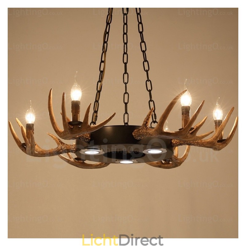 9-lichts vintage retro rustieke gewei kroonluchter hanglamp
