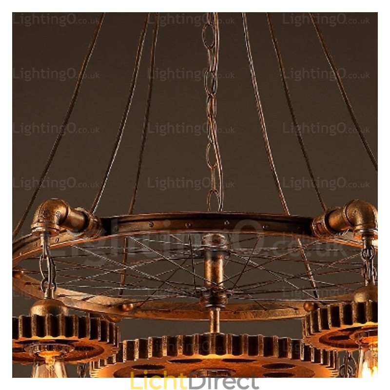 7-lichts vintage retro hanglamp