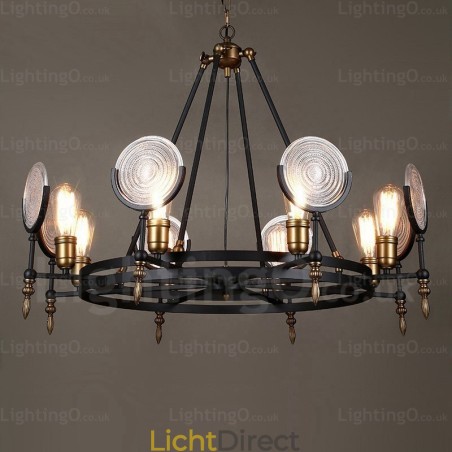 6-lichts vintage retro hanglamp met glazen kap 6-lichts vintage retro hanglamp met glazen kap