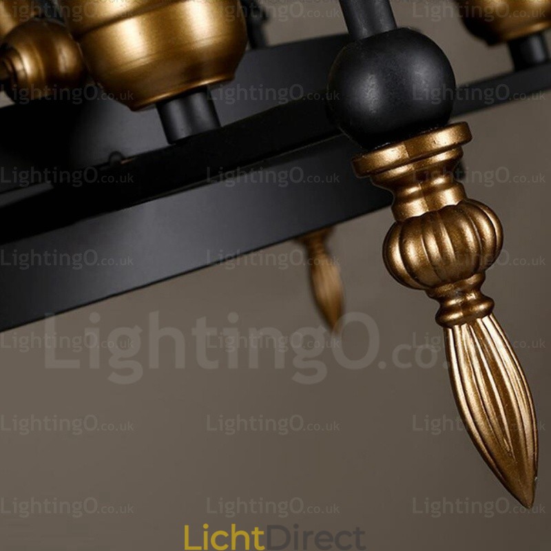 6-lichts vintage retro hanglamp met glazen kap
