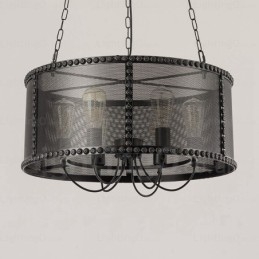 6-lichts vintage retro hanglamp met roestvrijstalen kap