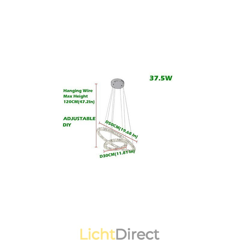 Kristallen hanglamp verlichting moderne 2 ringen drie zijden K9 kristal binnen plafondlampen lampen armaturen