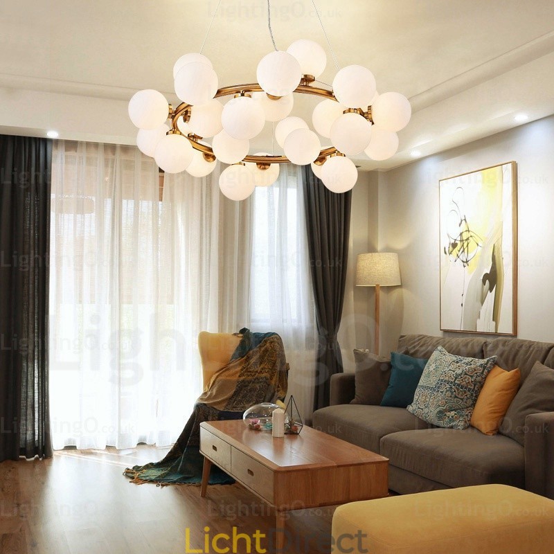 25-lichts Scandinavische hanglamp met glazen kap