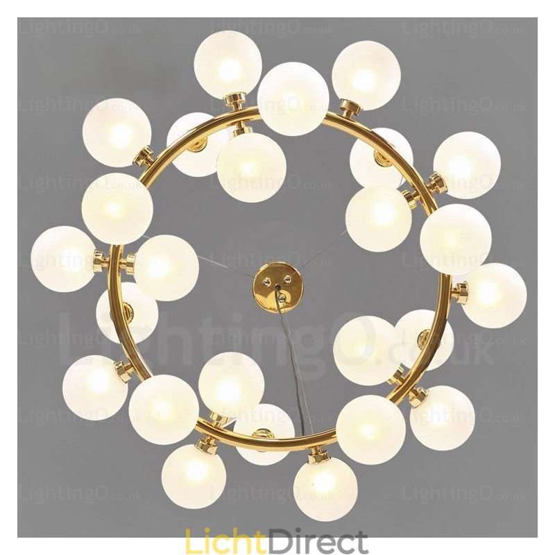 25-lichts Scandinavische hanglamp met glazen kap