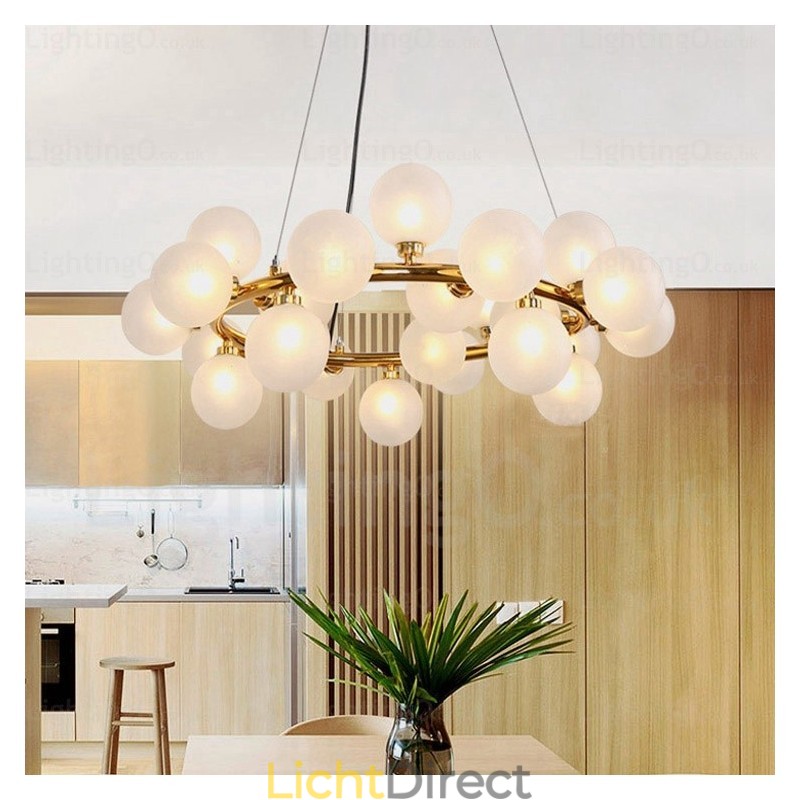25-lichts Scandinavische hanglamp met glazen kap