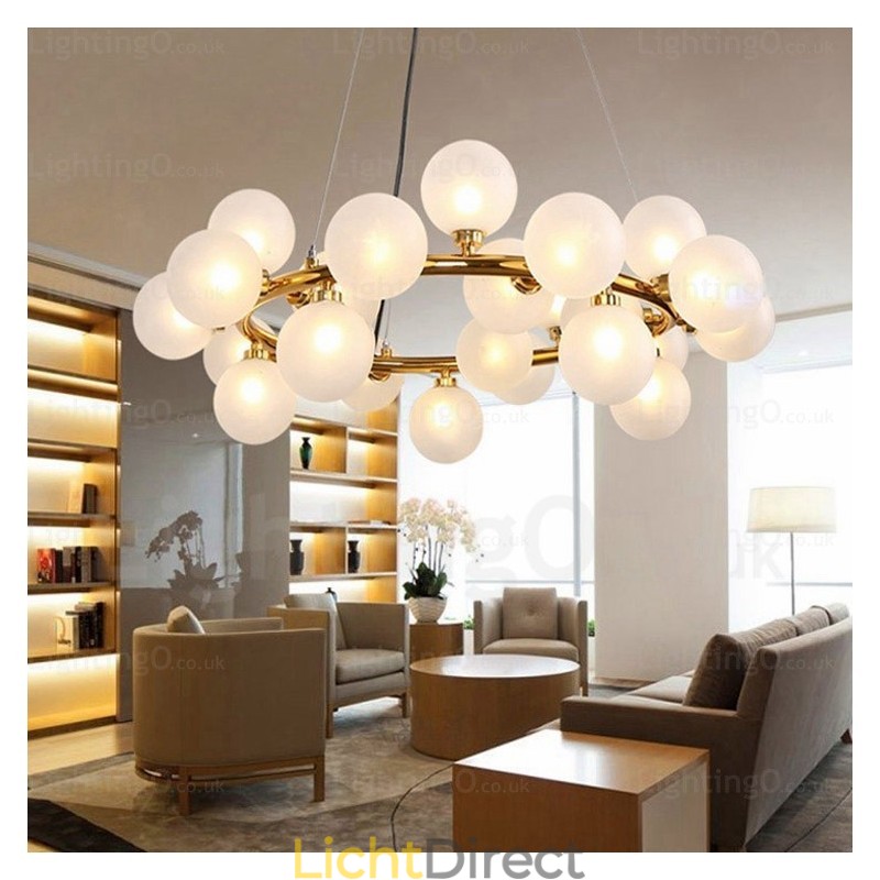 25-lichts Scandinavische hanglamp met glazen kap